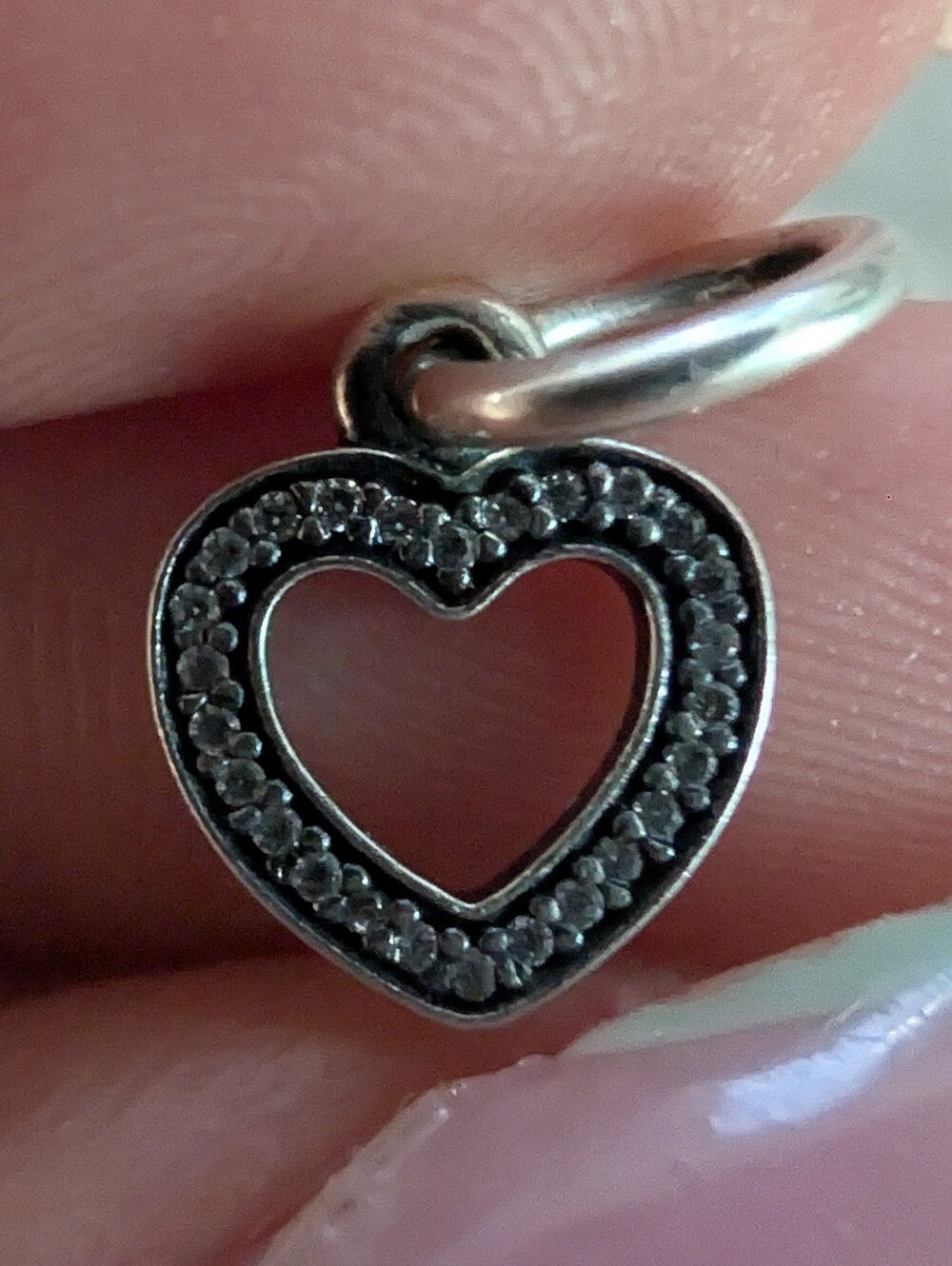 Pandora-Silver Heart Charm Bangle Bracelet - Picture 9 of 17